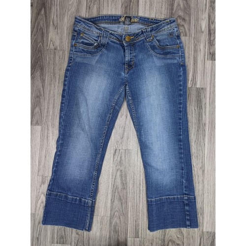 Southpole Junior Größe 7 Taschen bestickt Denim blau Jeans Caprihose