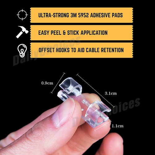 Cable Clips Management Holder Cord Wire Line Organizer Self-Adhesive AU - Picture 6 of 16