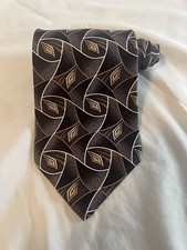 Gianfranco Ruffini Black/Silver/Gold Geometric 100% Silk Made in USA 58"x3.75"