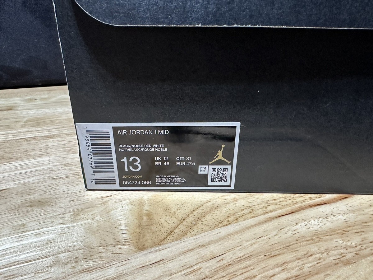 ※K.N Jordan 1 Mid Bred Toe 554724-066 Size 13 New | eBay
