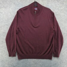 UNTUCKit Sweater Mens Large Maroon Belguardo Extra Fine Merino Wool 1/4 Zip