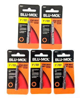 5 Packs (10 Bits) T27 x 1  Blu-Mol Star Torx Driver Insert Bits, ¼  Shank