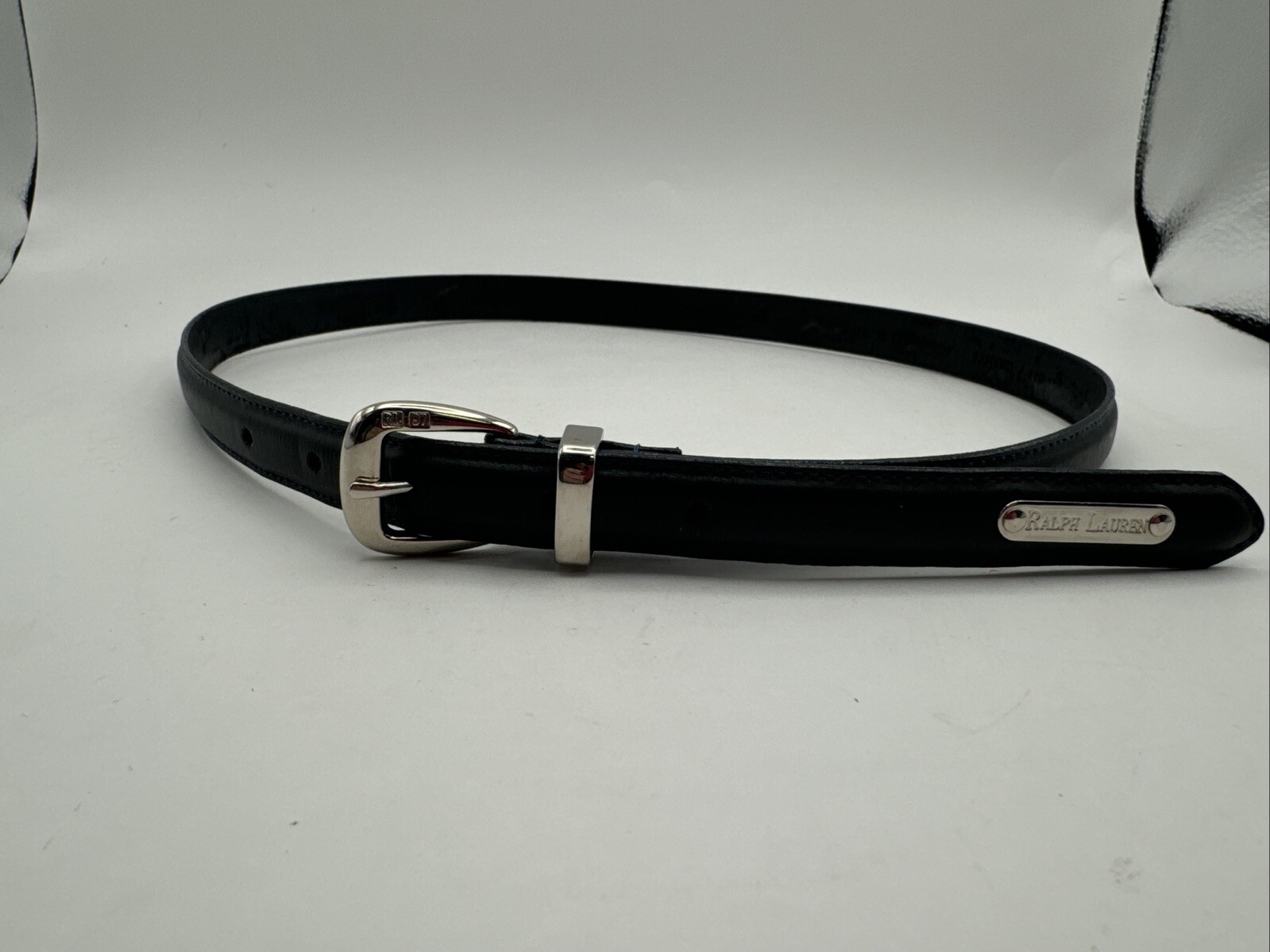 Women's Ralph Lauren Genuine Leather Belt Navy Blue 34