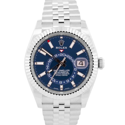 NEW PAPERS Rolex Sky-Dweller BLUE Steel JUBILEE Fluted 18K Gold 42mm 326934 BOX
