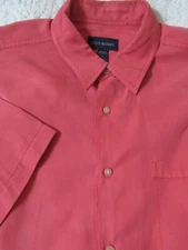 Scott Barber Red Silk Cotton Short Sleeve Casual Shirt Sz L