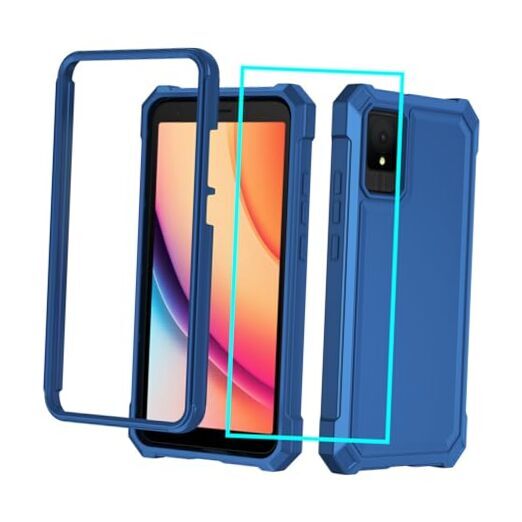 for T432W Case with Screen Protector,Full Body Protection Front PC TCL K11 Blue