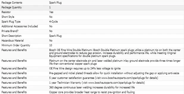 8 bujías Bosch doble platino para BMW 750LI XDRIVE 2013-2015 V8-4,4 L Foto 4 de 4