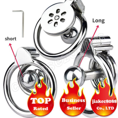 Stainless Steel Negative Chastity Cage Device Male Flat Metal Locks Rings Device
