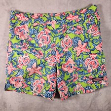 Vineyard Vines Swim Shorts Mens Medium Green Brief Lined Fish Beach Vacation