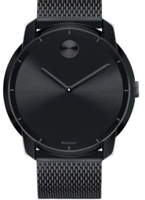 Brand New Movado Bold Men s Black Stainless Steel Mesh Bracelet Watch 3600261