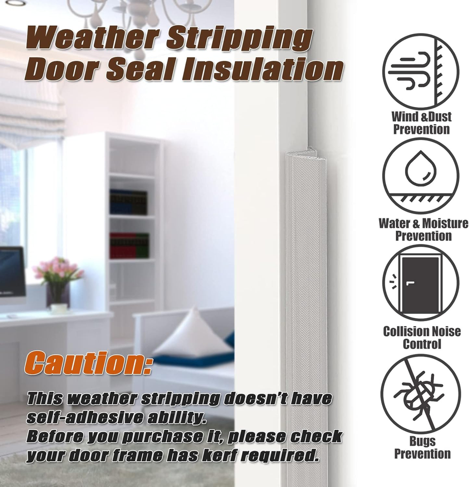 26 FT Door Frame Kerf NonAdhesive Weather Stripping Seal Strip PU Foam, PE Cove eBay