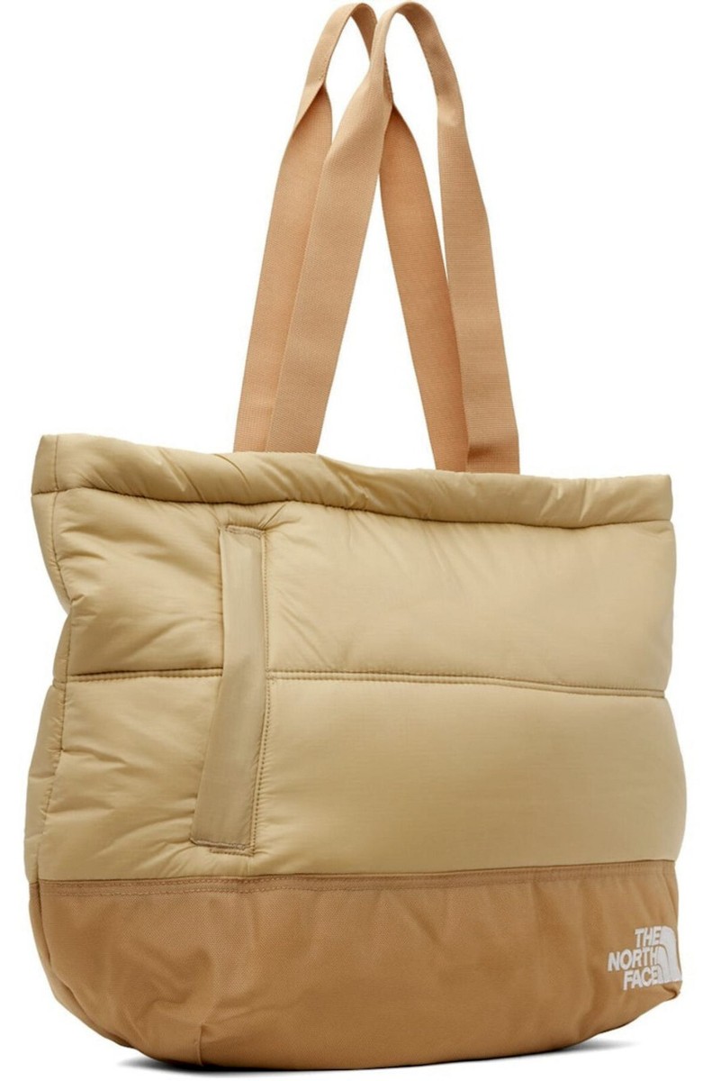 🔥 NEW The North Face Nuptse Puffer Almond Butter / Khaki Tote