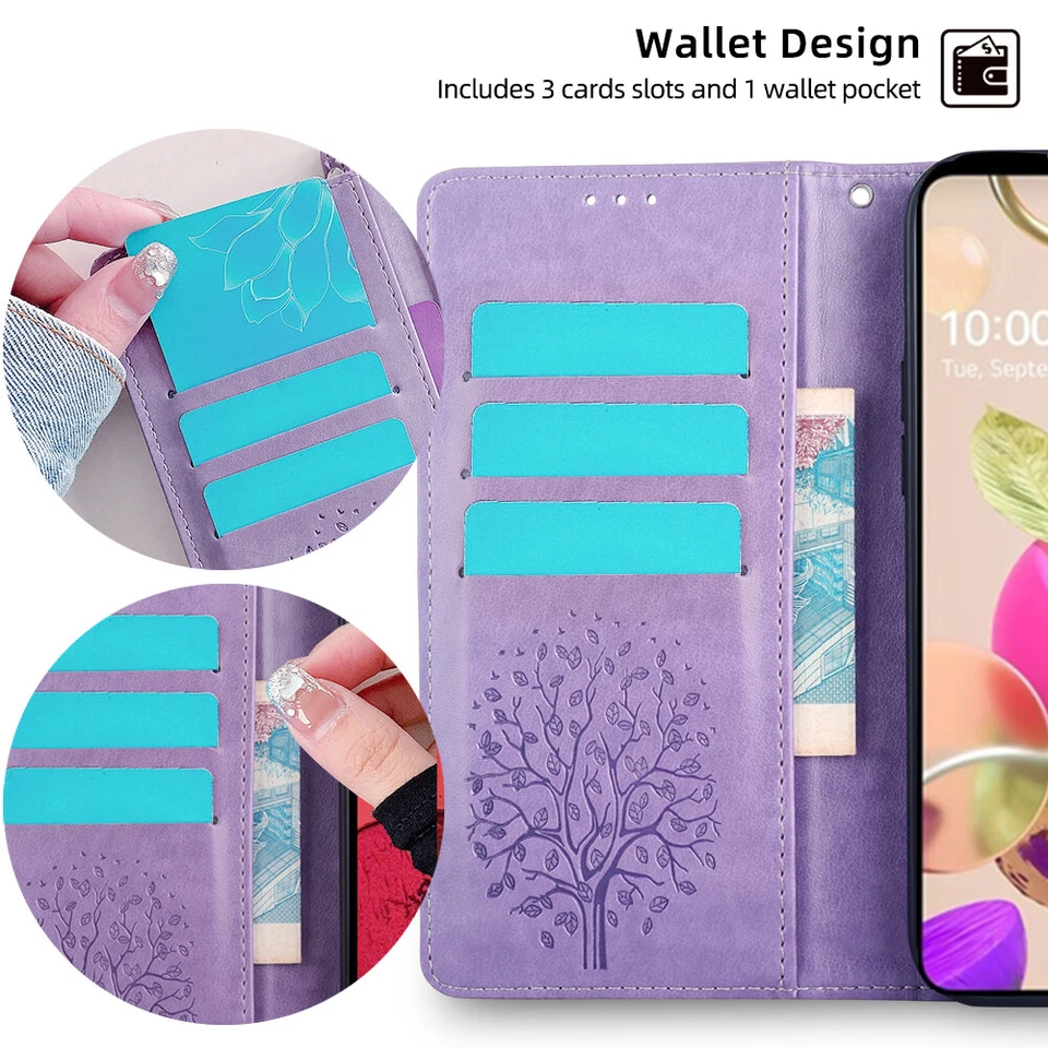 Wallet Flip Case Stand Cover For LG K22 K52 K42 K31 Aristo 5 Plus K300 Velvet 5G - Image 2 of 4