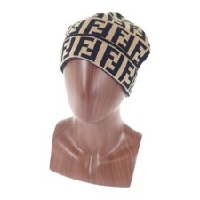FENDI Beanie Knit Cap Wool Brown Unisex ISY