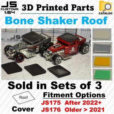 Bone Shaker Roof Cover Panel - Hot Wheels - Set of 3 - 3D Printed - Parts Only