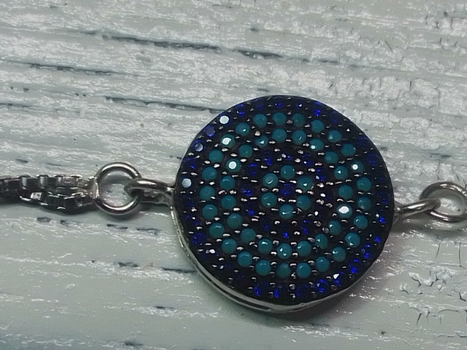 Solid 925 Sterling Silver Natural Blue Stone Adju… - image 2