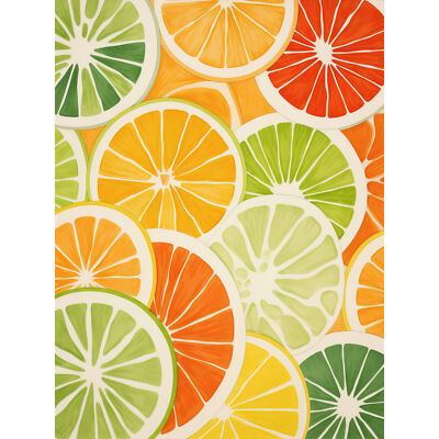 Limettenscheiben Orangen und Grapefruit hell Küche riesiges Wandbild Poster Druck