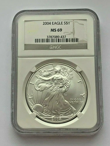 2004 SILVER EAGLE NGC MS69 ONE DOLLAR COIN 