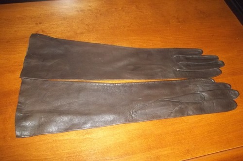 vintage leather gloves~ brown kid leather long ladies gloves