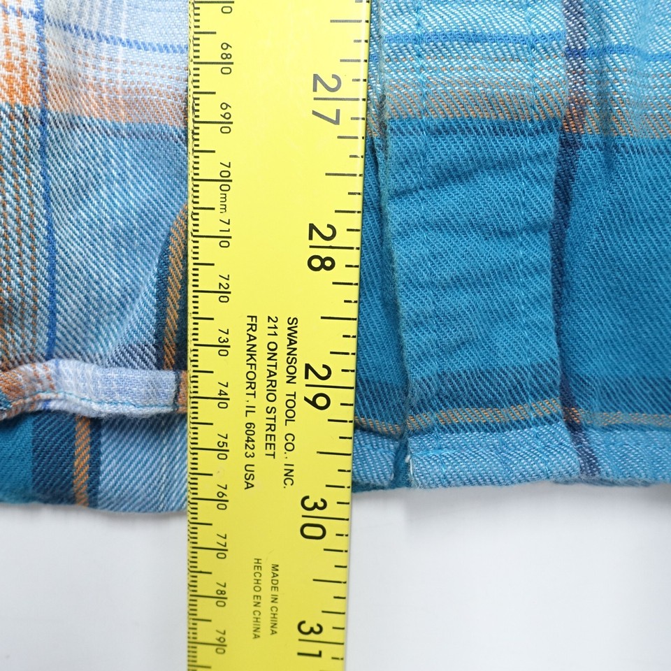 Old Navy Shirt Men's Medium Blue Plaid Pockets Long Sleeve Slim Fit