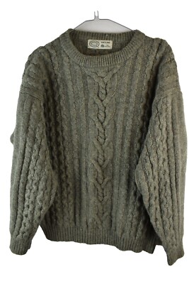 CASUAL CLUB Shetland Pure New Wool Knitwear Pullover Gr. L Herren Zopfmuster
