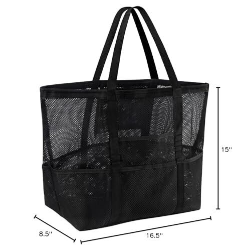 Mesh Beach Bag Tote Bag for Women, Foldable Swim Large Beach Tote Bag with Zi... - Picture 7 of 7
