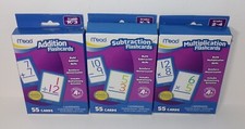 MEAD FLASH CARDS ADDITION SUBTRACTION MULTIPLICATION 55 CARDS LOT OF 3