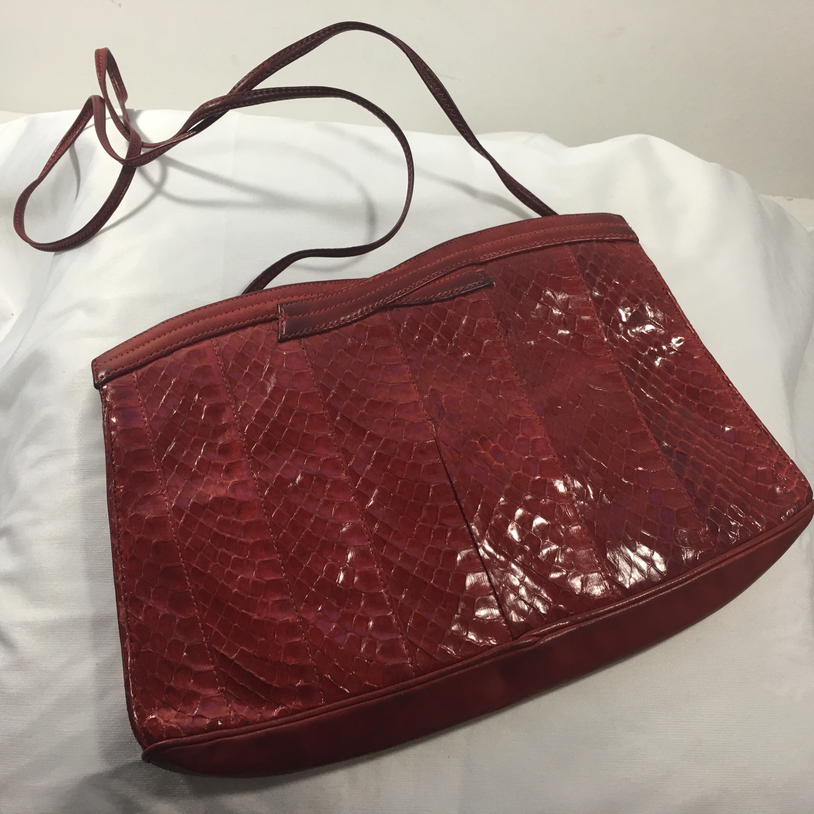 70’s Leather Tote Purse Maroon Woven by Morris Moskowitz main image 0