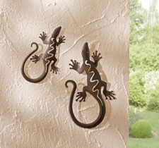 Metall Deko Rostoptik Gecko 2-er Set, Eidechse,  Gartendeko,  Wandhänger