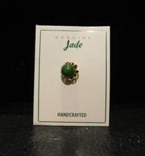 Genuine Jade in Gold Tone Prongs Tie Tack Handcrafted...See Photos