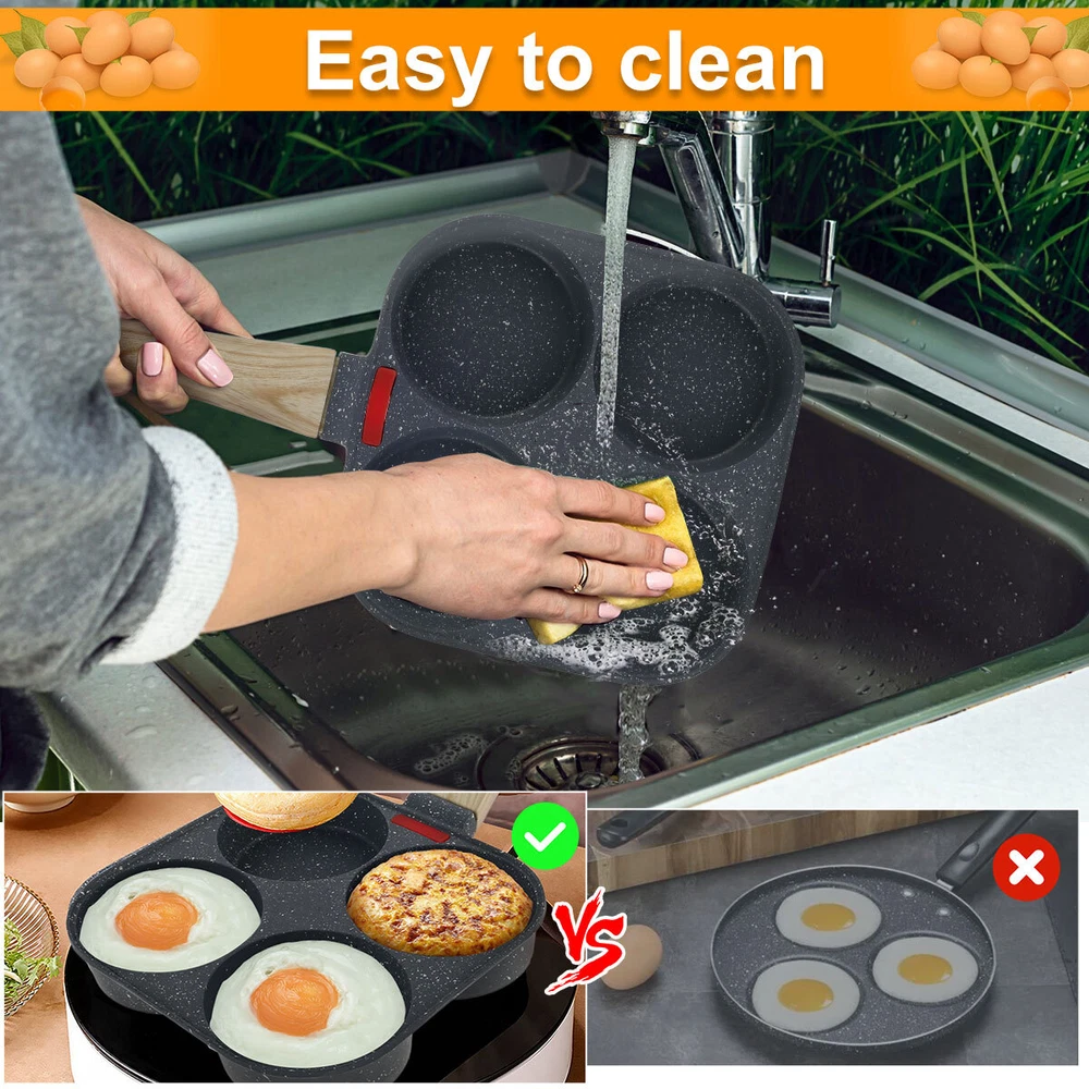 Egg Frying Pan Aluminum 4 Holes Egg Frying Pan Nonstick Mini Egg Cooker pagEz