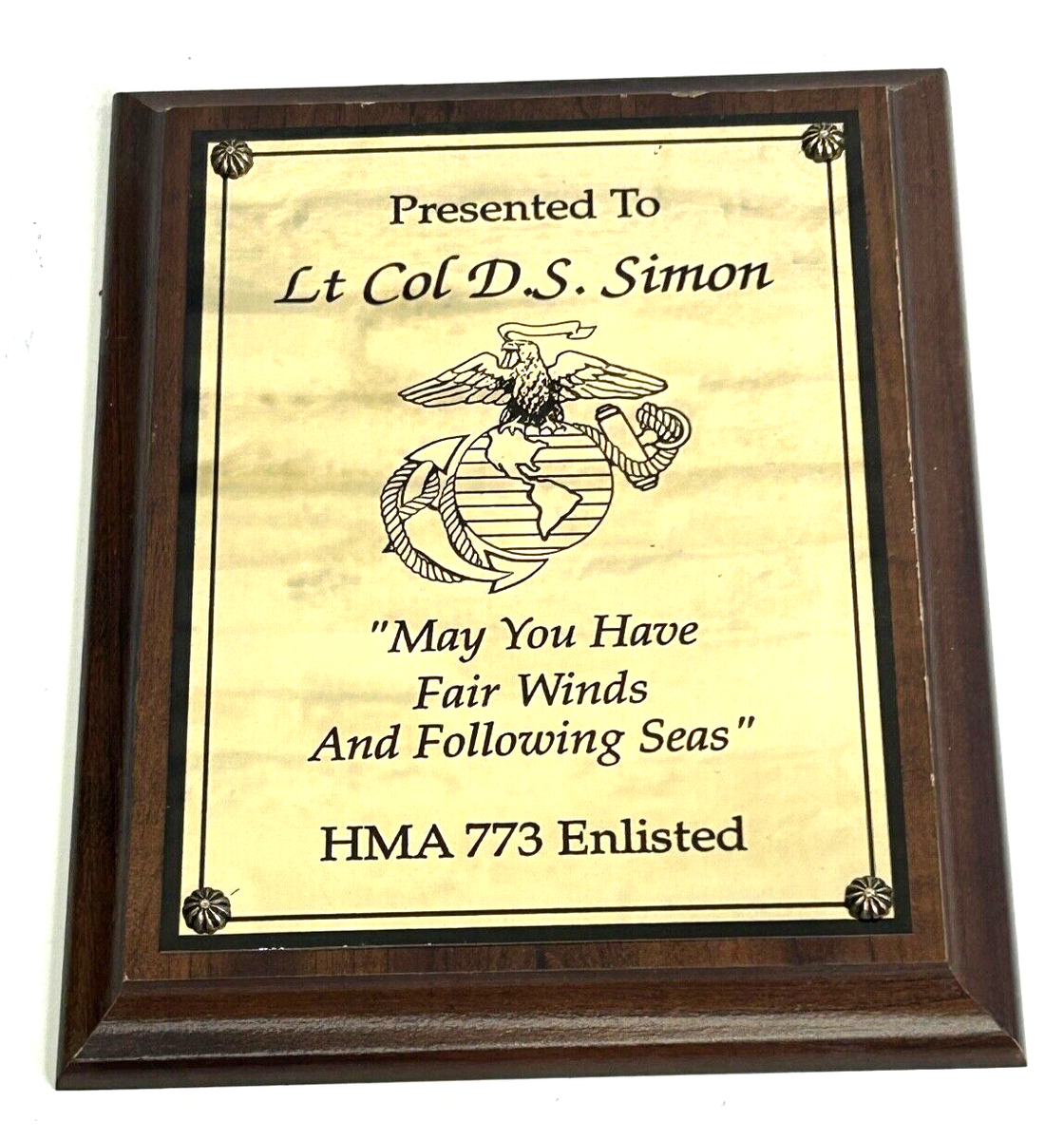 『野茂英雄 COLLECTOR'S PLAQUE』 Vintage US Marine Corps HMA-773 Senior Officers Named