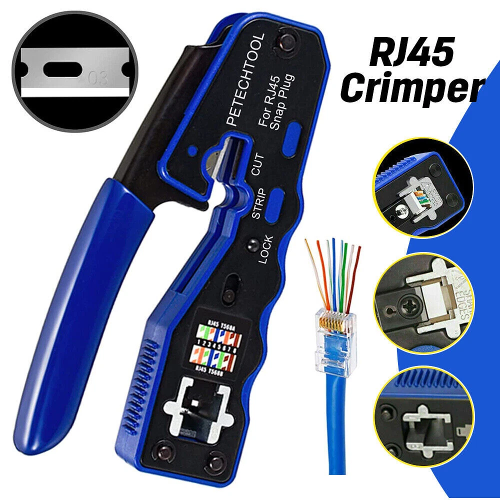 EZ Crimper Crimping Tool PRO HD for RJ45 Cat 5 5e 6 7 Network LAN Cables RJ11 12