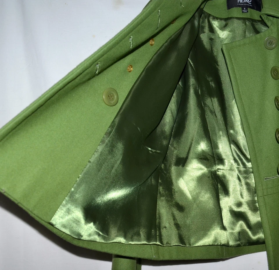 Chaqueta para mujer Metro Kristen Blake verde lima lana y rayón doble botonadura talla S Foto 4 de 4