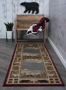 Cabin-Lodge-bear-deer-hall-runner-for-the-home-30-x-7-1-2-feet-long