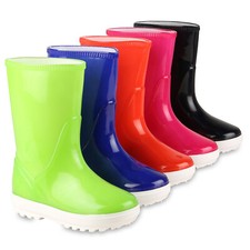 Kinder Gummistiefel Stiefel Blockabsatz Lack Profil-Sohle 838202 Schuhe