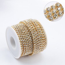 2-10 Yards Glitter Crystal Rhinestones Cup Chain Sew On DIY Garment Accessories 