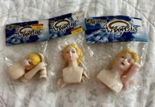 3 VINTAGE NEW OLD STOCK DARICE PLASTIC BLONDE ANGEL HEAD AND HANDS KITS 2-2/5"