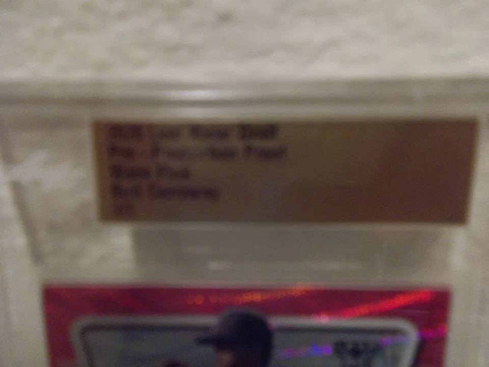 Burl Carraway 2020 Leaf 1/1 Metal Draft Pre-Production Proof Wave Pink Card - Image 2 of 3