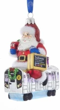 Kurt S. Adler 4.65" MTA Santa on Subway Glass Ornament 