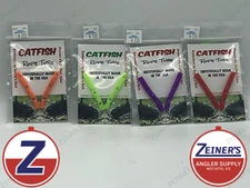 Rupe Tubes - Catfish Dip Bait Worms - 4 Packs Asst Colors - 8 Rigged Worms Total