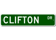Clifton Drive Street Sign Personalized Custom Last Name Metal Sign - Aluminum