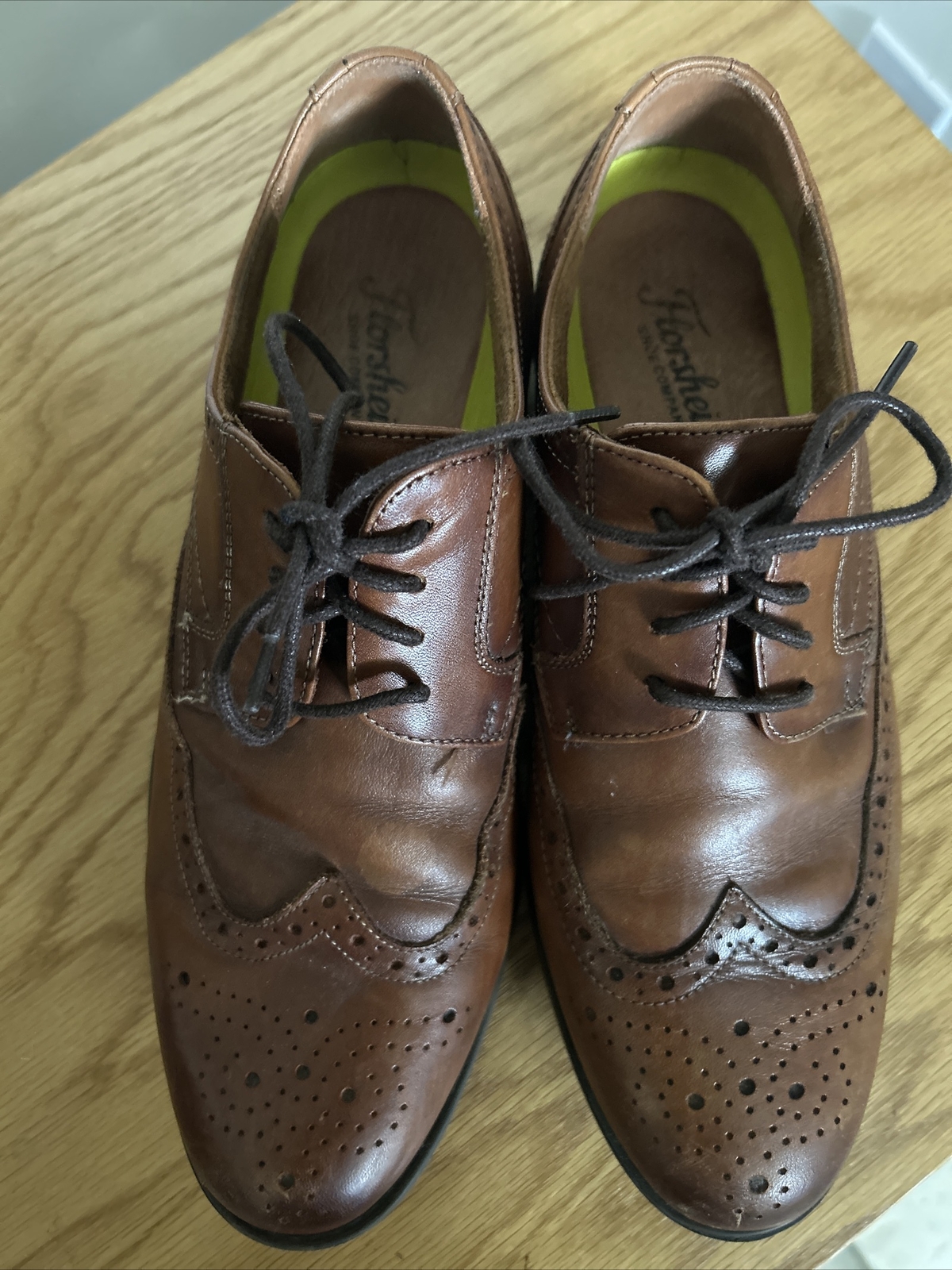 SAOLA FLORSHEIM Comfortech con punta ad ala in pelle marrone Ortholite misura 8D