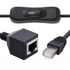 RJ45 CAT6 Male to Female 8P8C STP UTP Extension Cable with Switch On/Off Cord