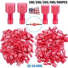 100-500X Nylon Female Male Spade Crimp Terminal Quick Disconnect Wire Connectors