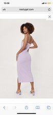Nasty Gal MIdi Strappy Slit Midi Dress Purple Lilac Size 8
