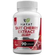 Hayat Vitamins Vegan Natural Tart Cherry Extract 3000 MG, Halal, 90 Capsules