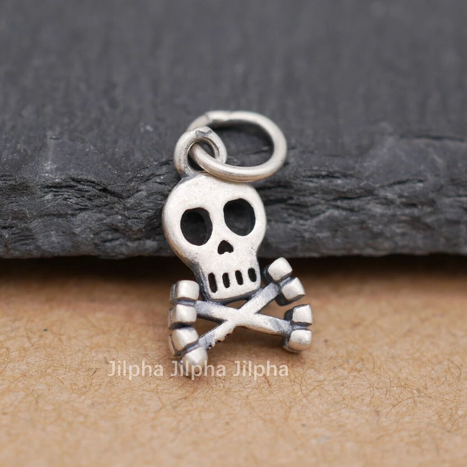 klein Anhänger Schädel Skull 925er Silber Dangle Charm Bead Mini Einhänger A5008 - Bild 4 von 4