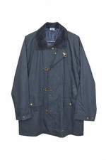 Cappotto pompiere vintage uomo L blu navy chiusura ottone resistente abbigliamento da lavoro giacca