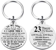23Rd Anniversary Keychain Gifts, Steel Engraved 23 Year Anniversary Decorations,